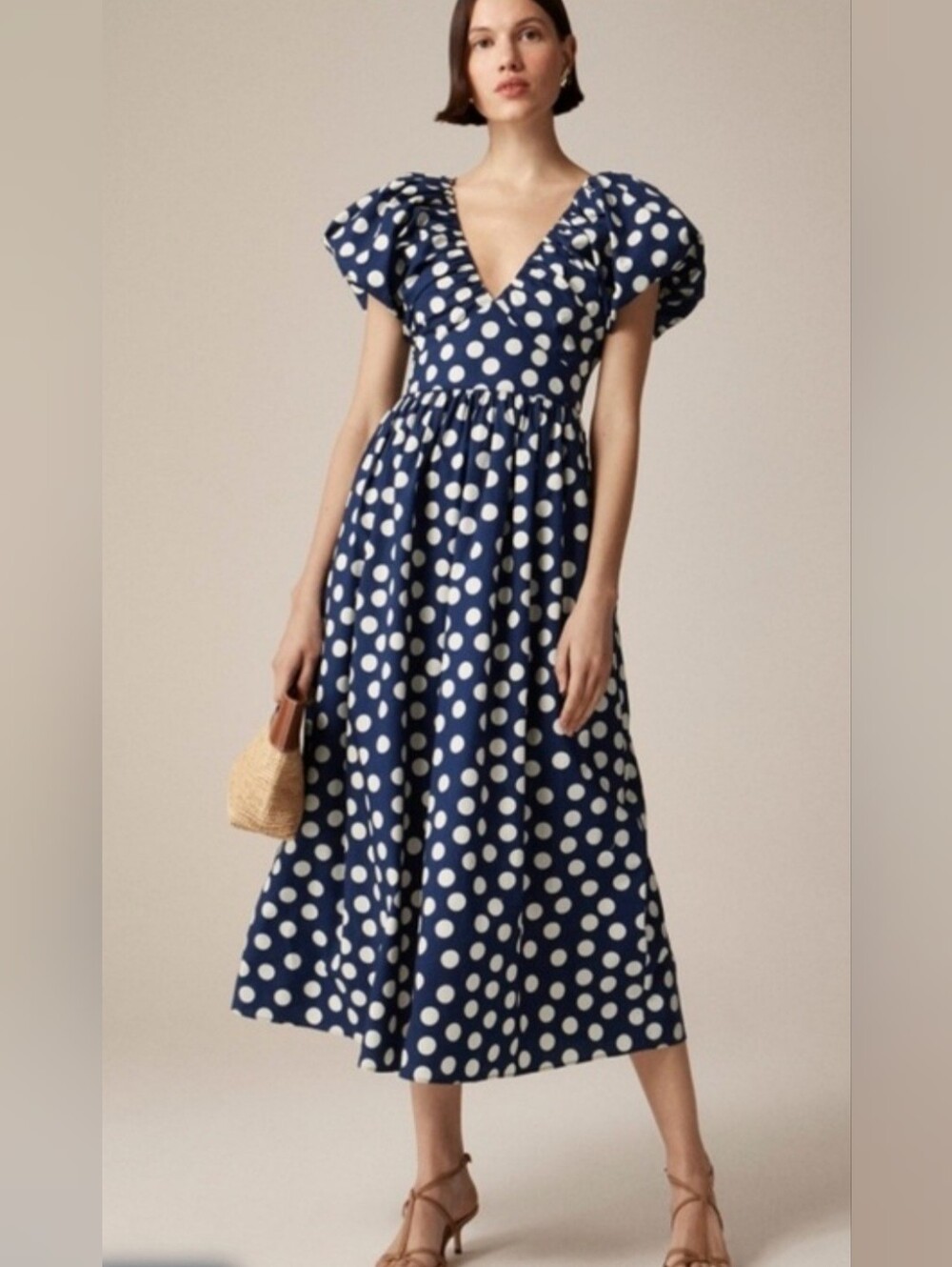 J. Crew Collection Cecily Dress in Polka-dot print Puff Sleeves Size 0